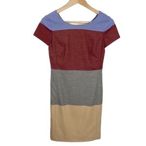 Etcetera Colorblock stripe cap sleeve sheath dress size 0